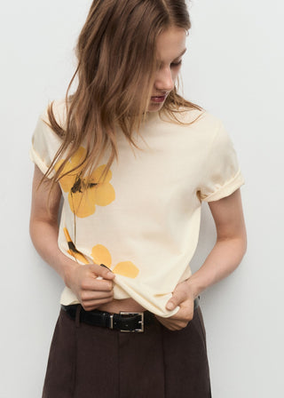 Camiseta Manga Corta con Estampado Floral
