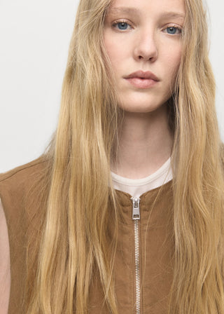 Chaleco Denim con Bajo Abullonado