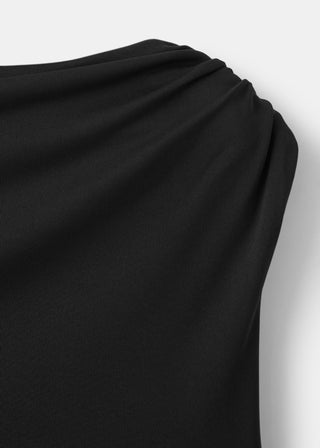 Vestido Midi Asimétrico con Detalle Vuelo