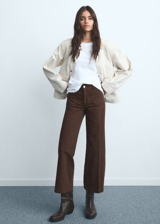 Jeans Wide Leg Talle Alto con Bolsillos