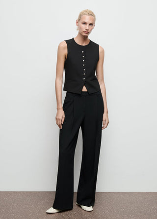 Pantalón Wide Leg con Detalle Plisado