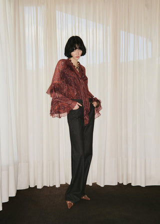 Blusa Manga Larga con Estampado Paisley