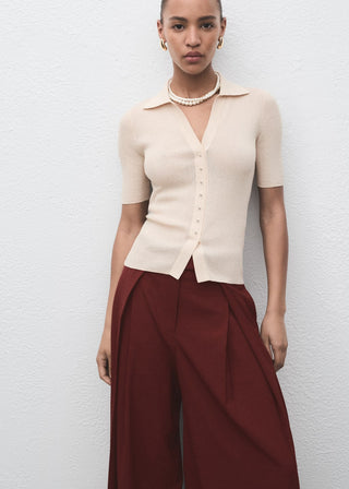 Pantalón Wide Leg con Pinzas Delanteras