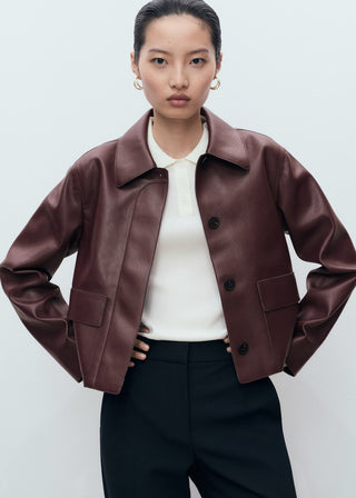 Chaqueta Efecto Piel con Bolsillos