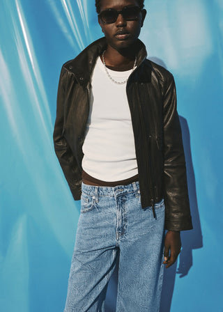Jeans Corte Recto Efecto Arrugado