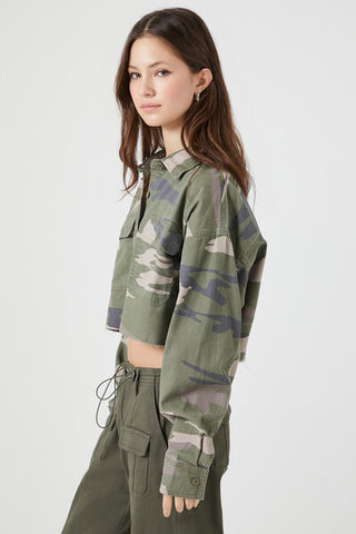 Chaqueta con Estampado de Camuflaje