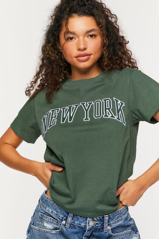 Camiseta Manga Corta de New York, Verde