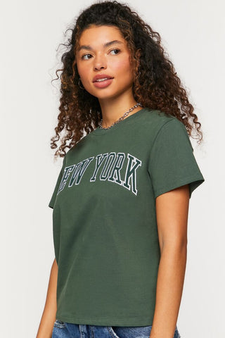 Camiseta Manga Corta de New York, Verde