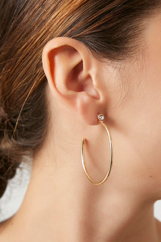 Aretes de Aro con Diamantes de Imitación, Dorado