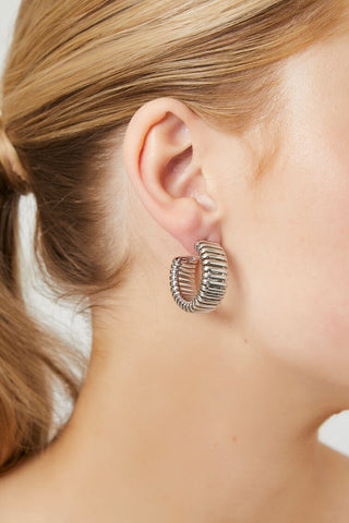 Aretes de Aros con Textura, Plateado