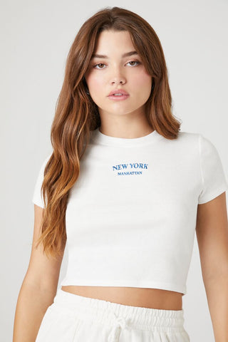 Camiseta Corta con Gráfico de Manhattan