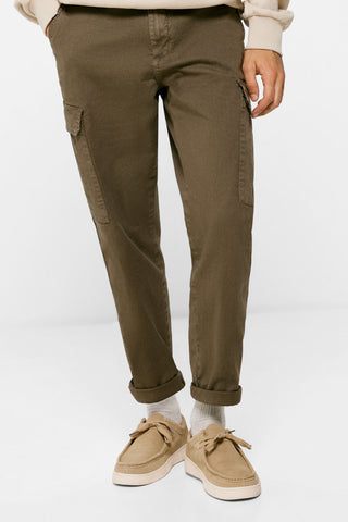 Pantalón Cargo Con Bolsillos, Verde