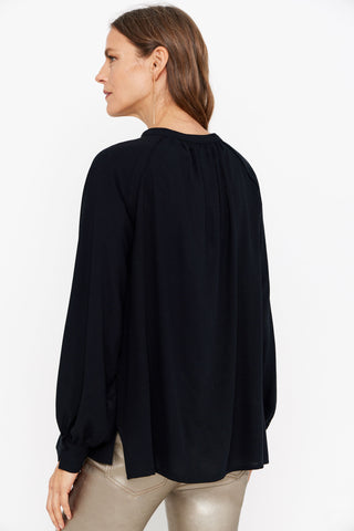 Blusa Cuello Redondo con Detalle Lazo, Negro