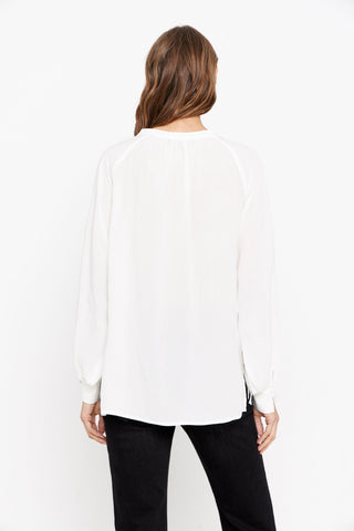 Blusa Cuello Redondo con Detalle Cintas, Blanco