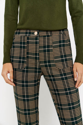 Pantalón con Cintura Elástica y Bolsillos Estampado Verde