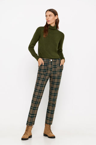 Pantalón con Cintura Elástica y Bolsillos Estampado Verde