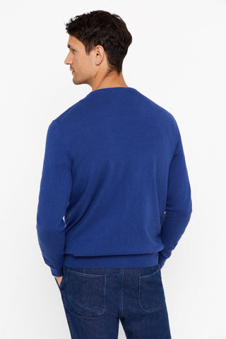 Sudadera Cuello Pico, Azul Eléctrico