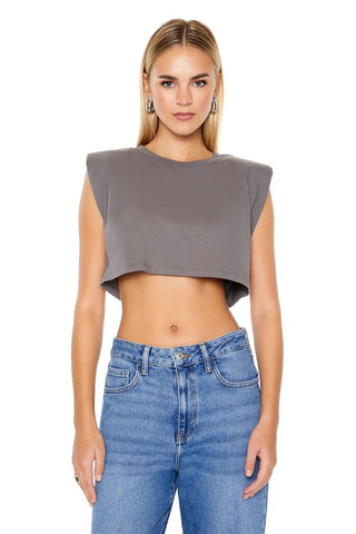 Camiseta Crop con Hombreras