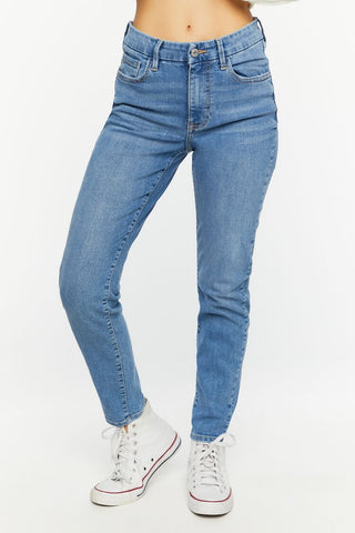 Jeans Pitillos de Talle Alto con Bolsillos