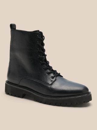 BR Leather Combat Boot - Black Leather