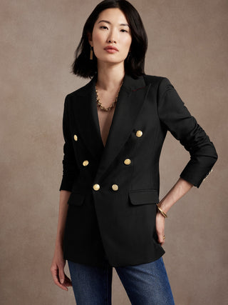 Blazer Con Botones Negro