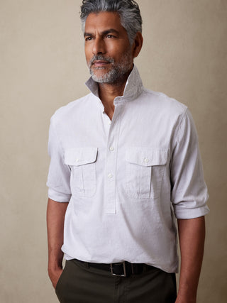 Barre Cotton-Linen Popover Shirt