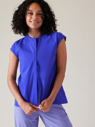 Blusa Holgada Con Botones Azul