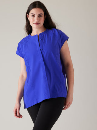 Blusa Holgada Con Botones Azul