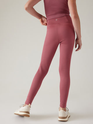 Leggings Talle Alto con Textura Rosa, Niña