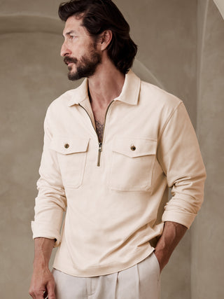 Camisa de Algodón con Bolsillos, Beige