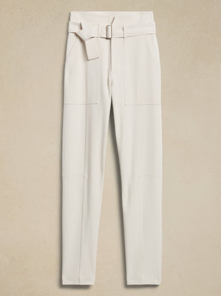 Pantalón Talle Alto con Bolsillos, Beige