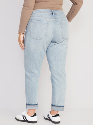 Jeans Rectos Estilo Boyfriend con Rotos