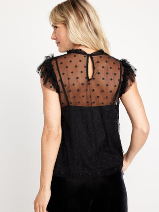 Blusa Transparente con Volantes