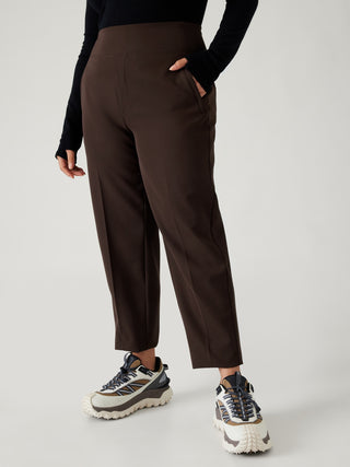 Pantalón de Talle Alto con Bolsillos, Marrón Oscuro