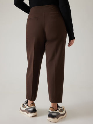 Pantalón de Talle Alto con Bolsillos, Marrón Oscuro