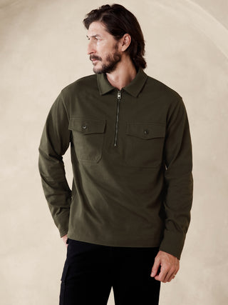 Camisa de Algodón con Bolsillos, Verde