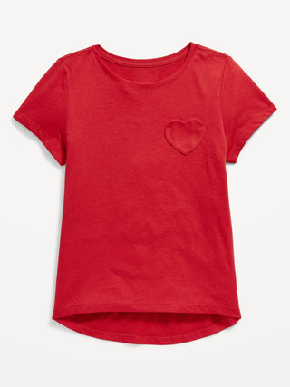 Camiseta Con Bolsillo Frontal en Forma de Corazón, Niña