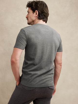 Camiseta Cuello V de Algodón, Gris Oscuro