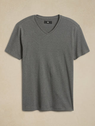 Camiseta Cuello V de Algodón, Gris Oscuro