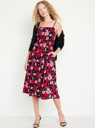 Vestido Midi con Cintura Definida Estampado