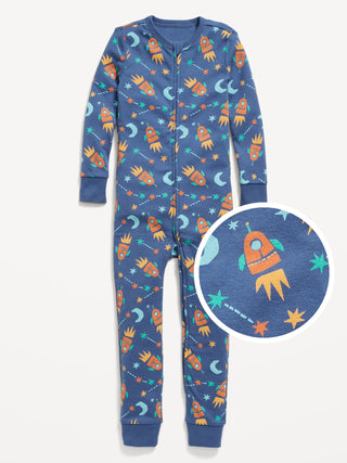 Pijama Unisex de una Pieza con Estampado y Cremallera, Niño