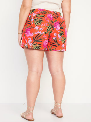 Short de Mezcla de Lino Talle Alto Estampado